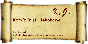 Korényi Jakobina névjegykártya
